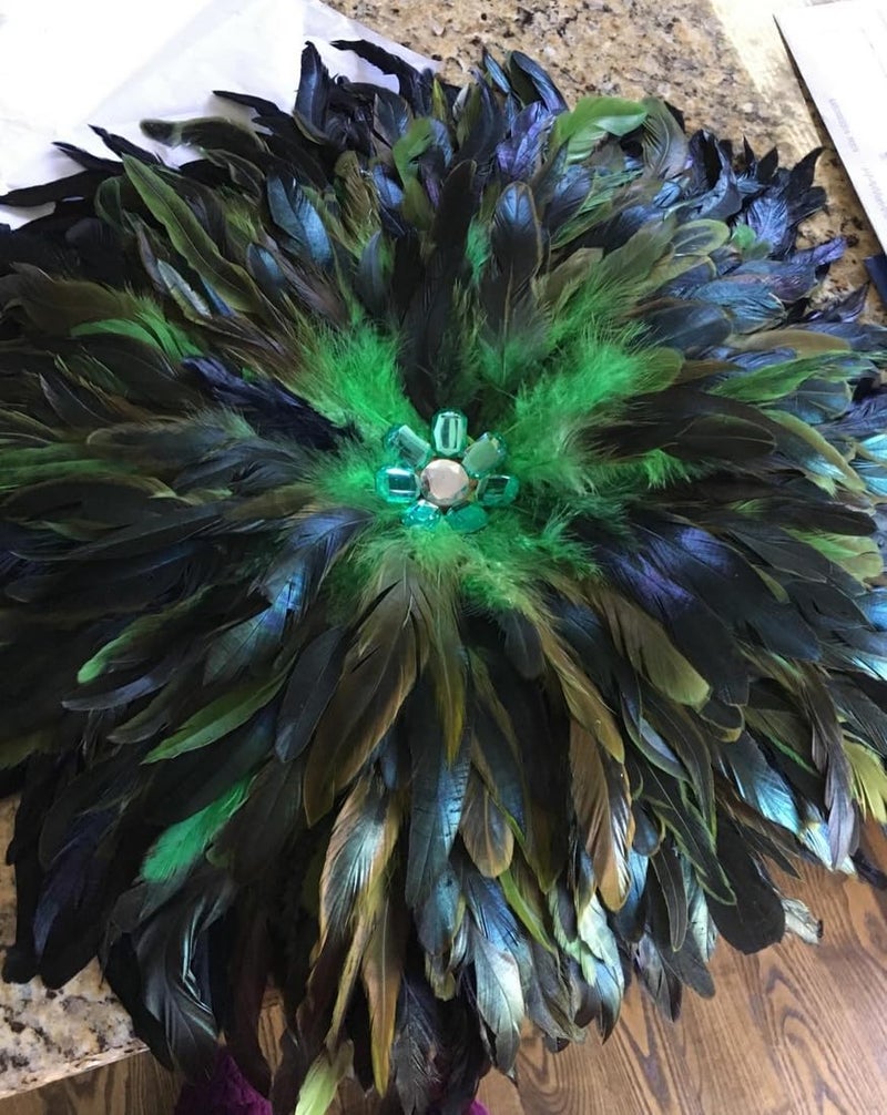 Sowder Rooster Hackle Feather Fringe Trim 5-7" in Width Pack of 5 Yards(Green) - Image 2